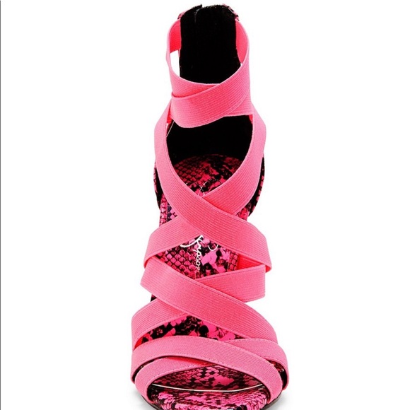 Jyra Neon Snake-Print Strappy Dress Sandals - Picture 4 of 5